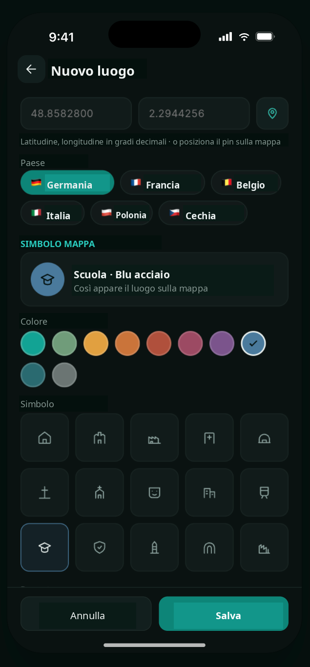 Screenshot dell’app UBX Planner
